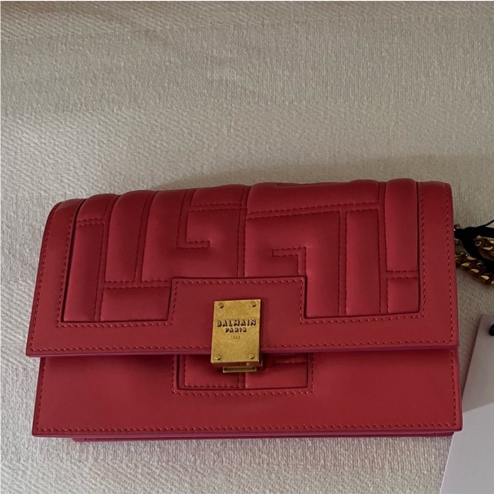 NWT, Balmain Paris 1945 Monogram Quilted Rose Leather Bag